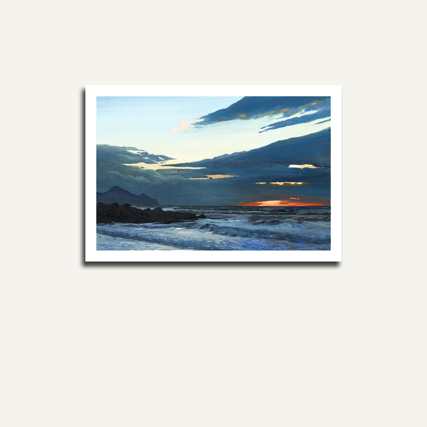 Print only - Dinas Dinlle sunset.