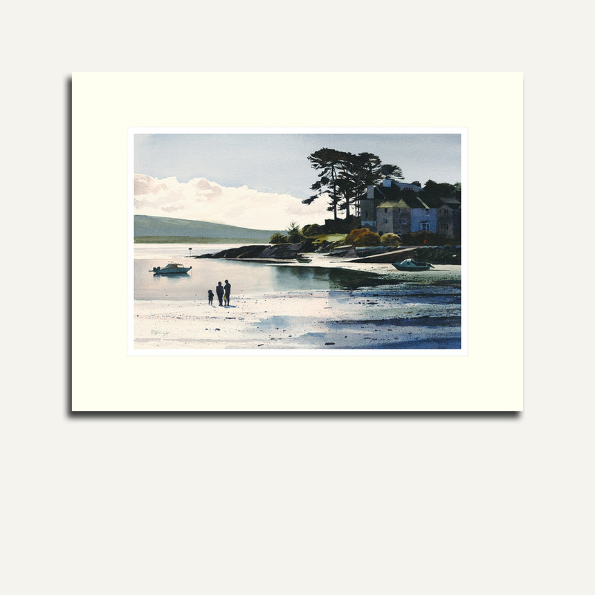 Mounted, figures on Borth y Gest bay.