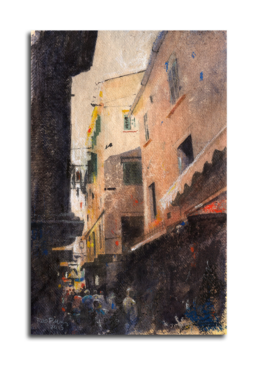 Corfu Town. A mixed medium painting by Rob Piercy
