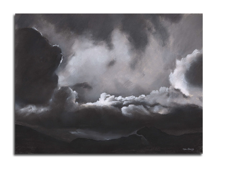 Dramatic cloud formation above Lliwedd. A drawing by Rob Piercy