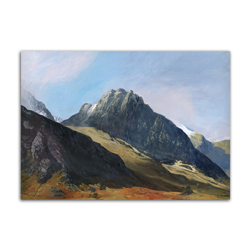 Tryfan from Pen yr Helgi Du. An oil painting by Rob Piercy