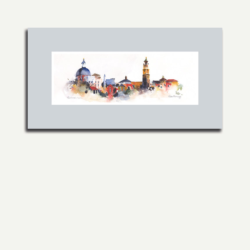 Light grey mount - Village, Portmeirion.