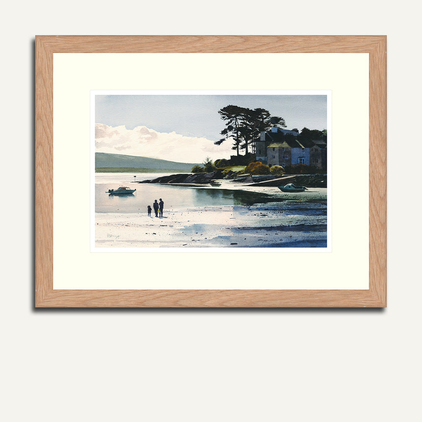 Framed figures on Borth y Gest bay.