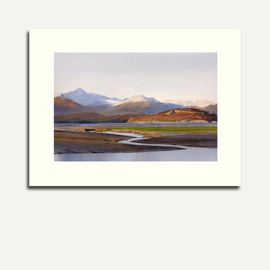 Mounted - Snowdon from the Dwyryd estuary.