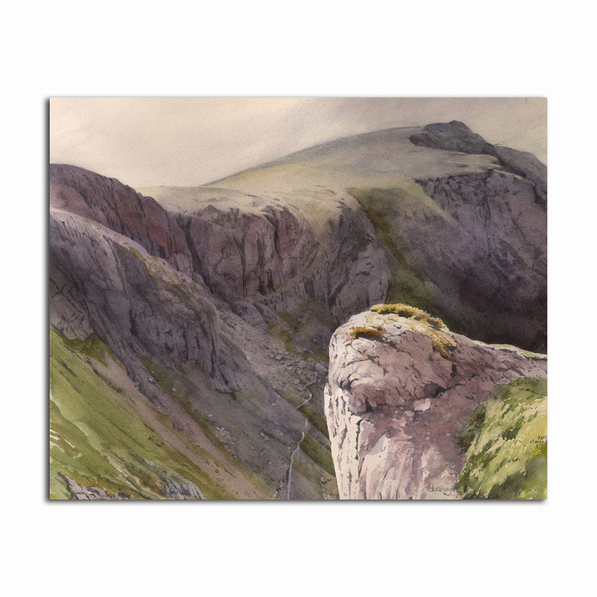 Clogwyn y Geifr in Cwm Idwal, a watercolour by Rob Piercy