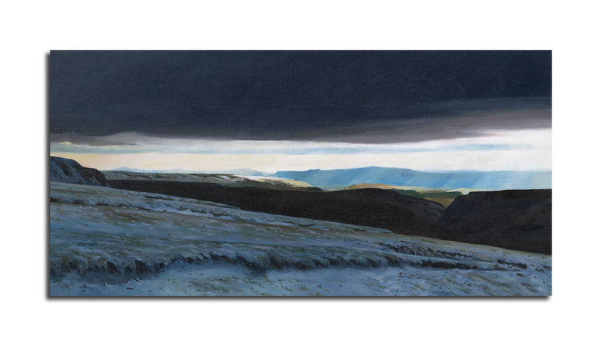 View looking east from Waun Rydd in the Brecon Beacons. An oil painting by Rob Piercy.