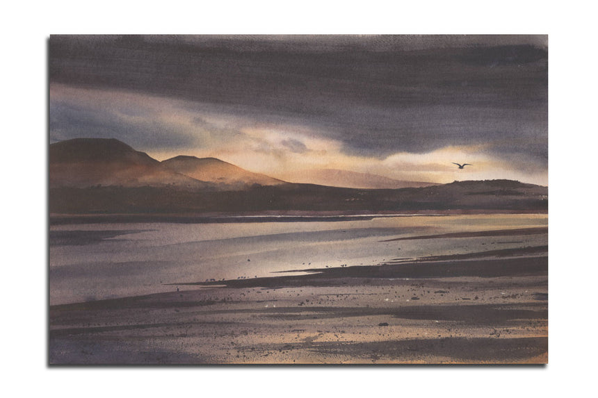 Menai Strait from Biwmaris. A watercolour by Rob Pierc